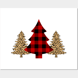 LEOPARD AND PLAID CHRISTMAS TREE Posters and Art